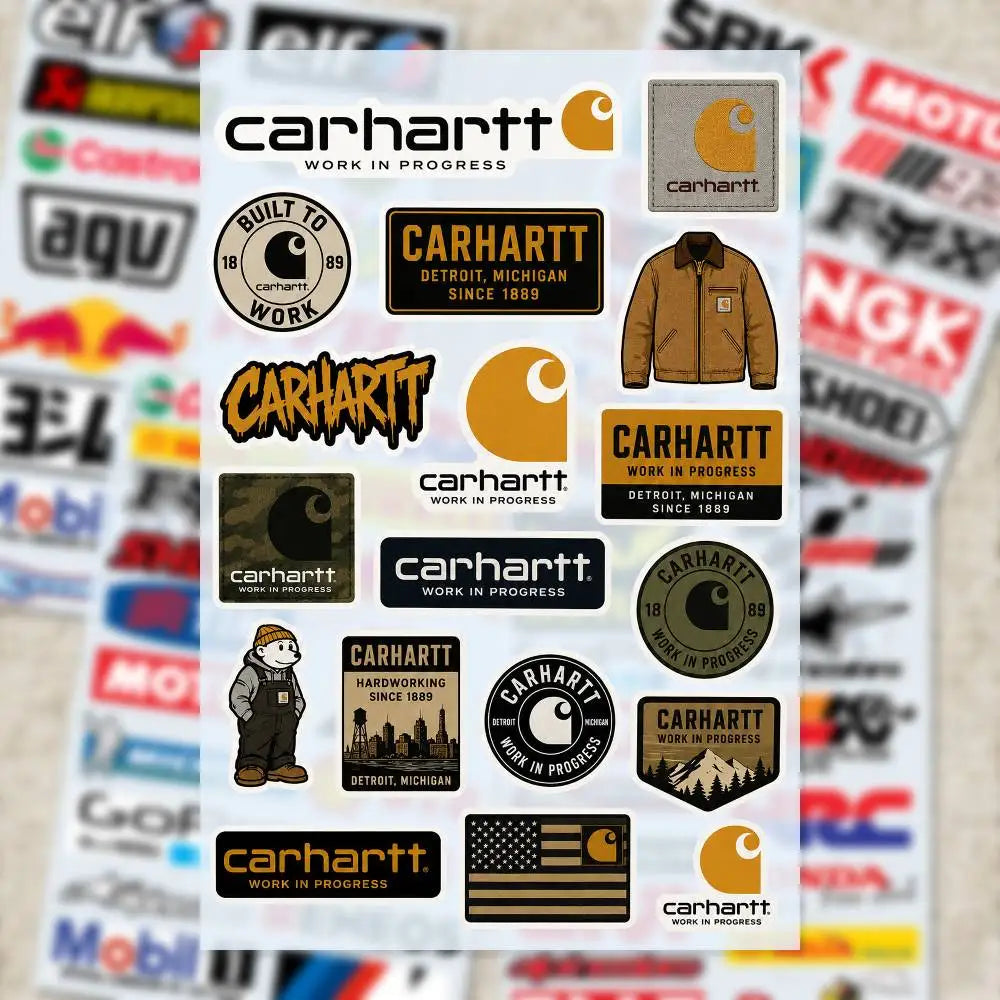 sticker ensemble dessin animé haute qualité papier américain vintage logos textes illustrations