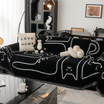 couverture canapé moderne motif chats blanc noir oreiller peluche décorative