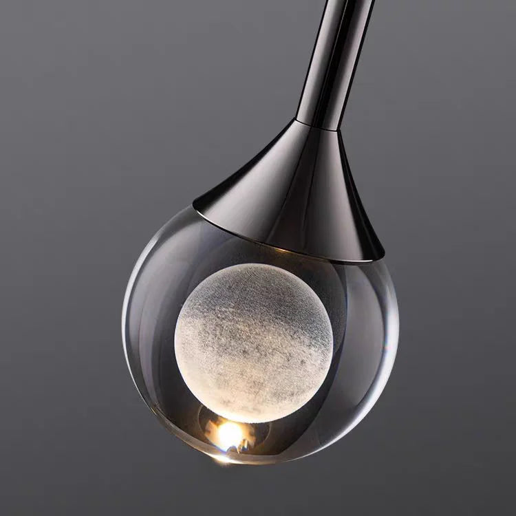 lampe suspendue moderne minimaliste cristal lunaire salle bain restaurant chambre exposition