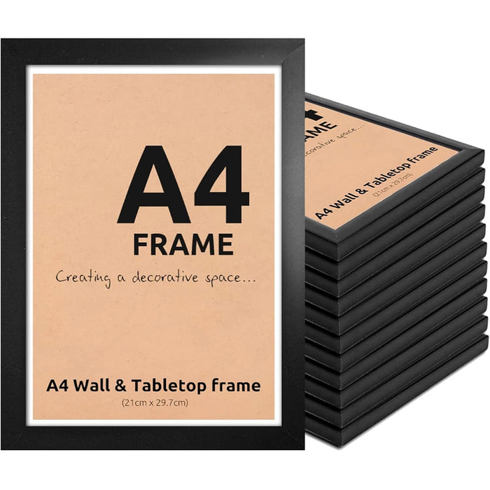 Cadre photo noir A4 21x29,7 cm sur table avec photo