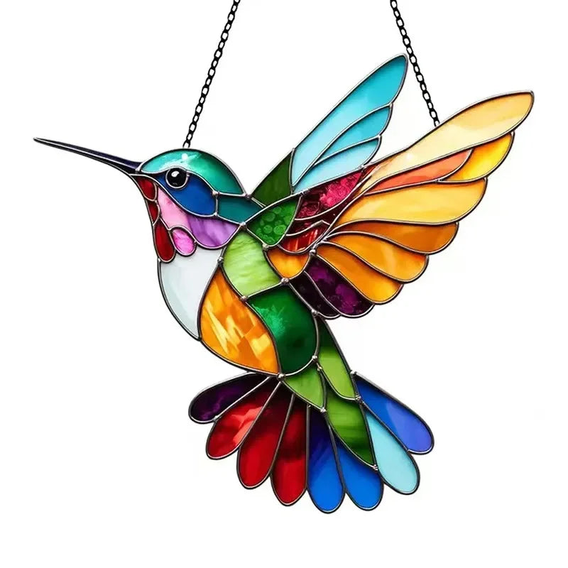 colibri suspendu mosaïque artisanale couleurs vives intérieur décoration ornement maison chambre