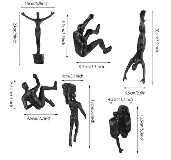statuette escalade homme résine argentée nu réaliste moderne opaque