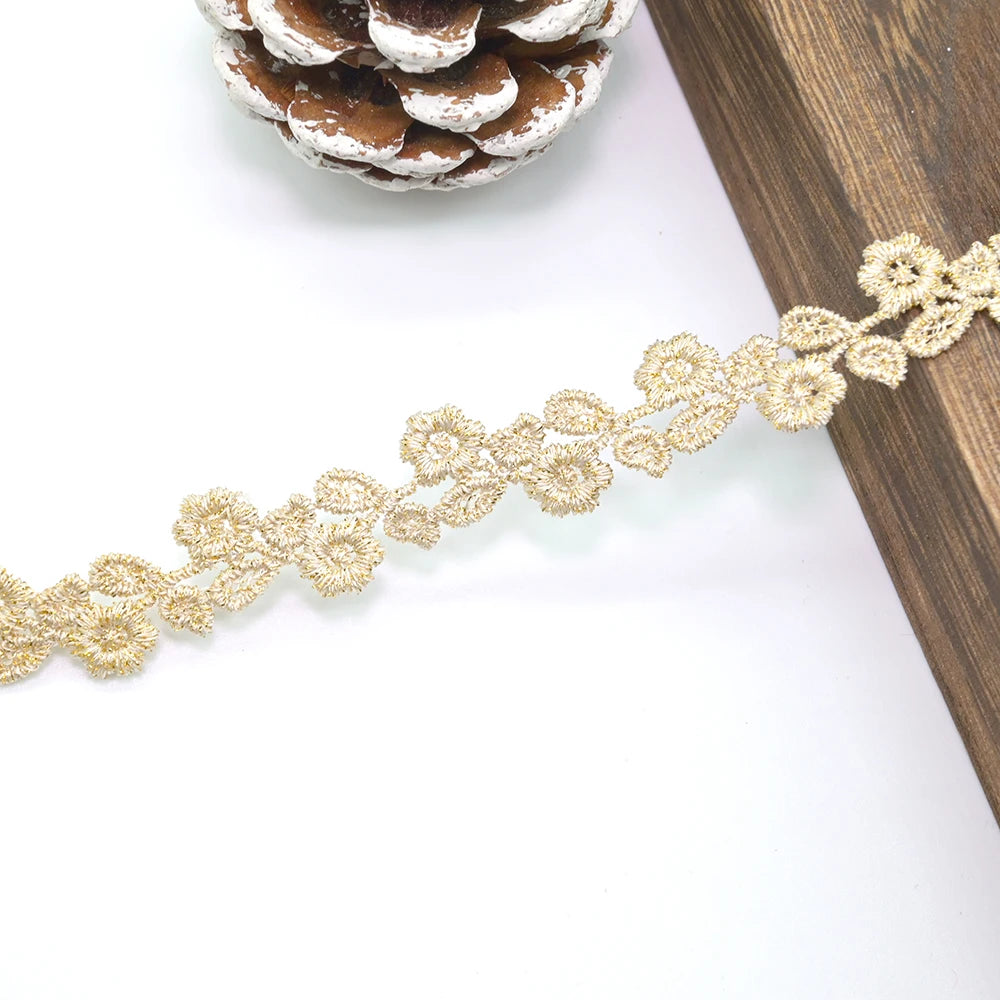 ruban dentelle fleurs nœuds beige clair décoratif polyester soluble eau tricot bricolage partenaire longueur