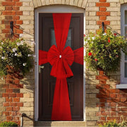 Grand nœud en organza rouge pour décoration de porte de Noël - Prêt à poser - 58cm et 48cm
