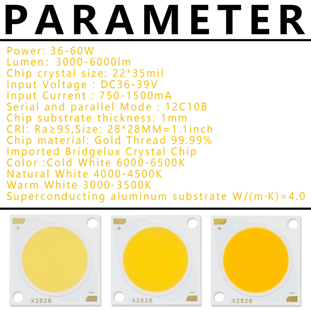 projecteur led blanc 36w 60w 3000k 4000k 6000k moderne