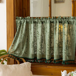rideau blanc vert fleurs filigrane tassel classique vintage translucide polyester