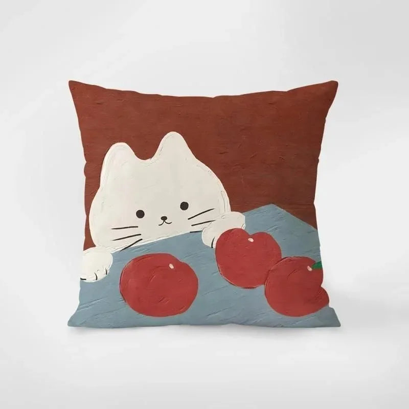 housse coussin moderne motif chats tulipes couleur unie polyester maison hospitalière 40x40cm 45x45cm