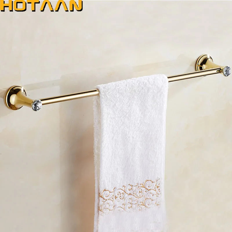 porte serviettes mural acier inoxydable finition or cristal doré classique serviette blanche broderie dorée