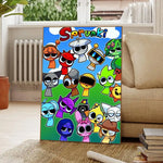 affiche poster cartoon sprunki personnages animés texte juste garçon cadre bois décoration
