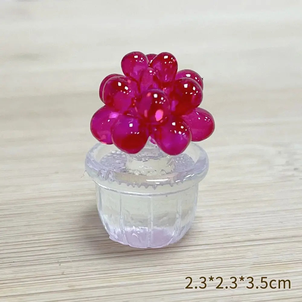 miniature cactus résine verte jaune rouge artisanale transparente décoration extérieure succulente