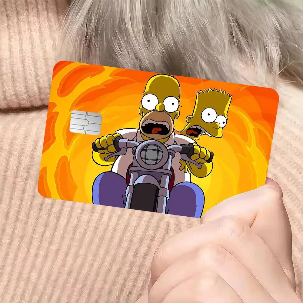 autocollants dessins animés simpsons fortnite cartes bancaires réutilisables imperméables pop art multicolores adultes femmes