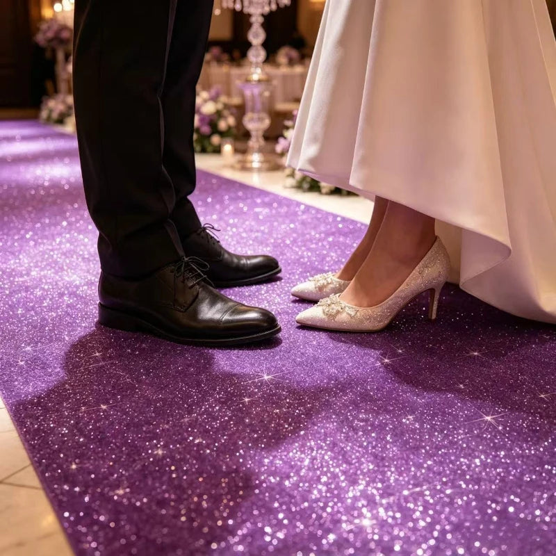 tapis pailleté violet moderne tapis sol tringles cordons mariage fête jardin festival cérémonieextérieurintérieur