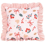 housse coussin patchwork noël blanc guirlande cloches branches baies étoiles décor maison festive 45x45cm