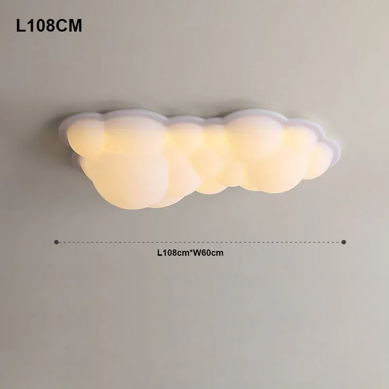 luminaire suspendu nuage moderne sphères lumineuses transparence partielle minimaliste fixations câbles métalliques