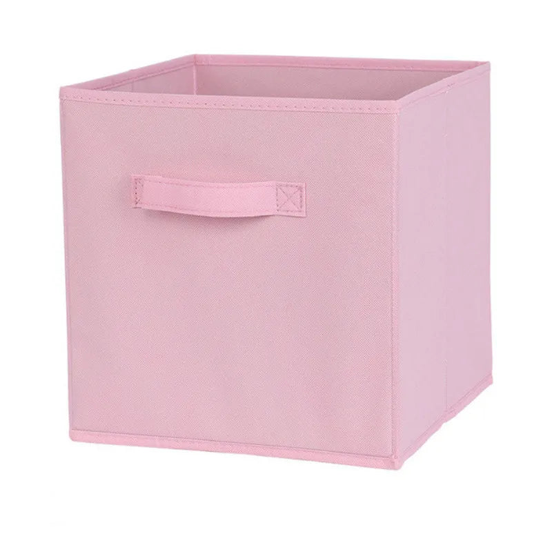 boîtes rangement réutilisables tissu non tissé beige gris noir bleu rose jaune vert poignées