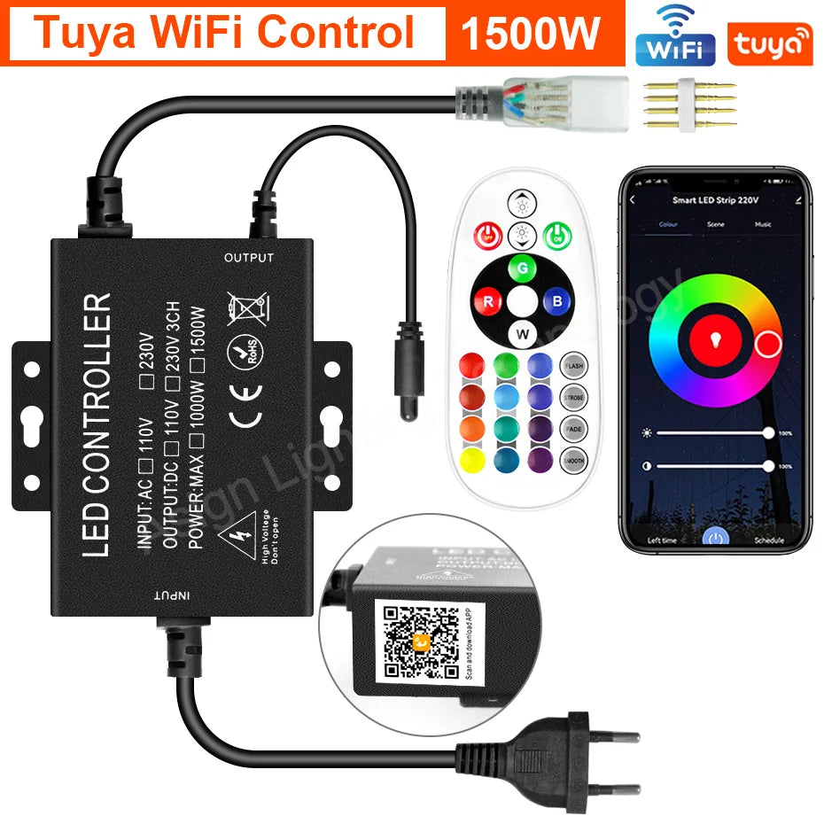 contrôleur led rgb bluetooth télécommande wifi 220v 750w 1500w blanc noir moderne