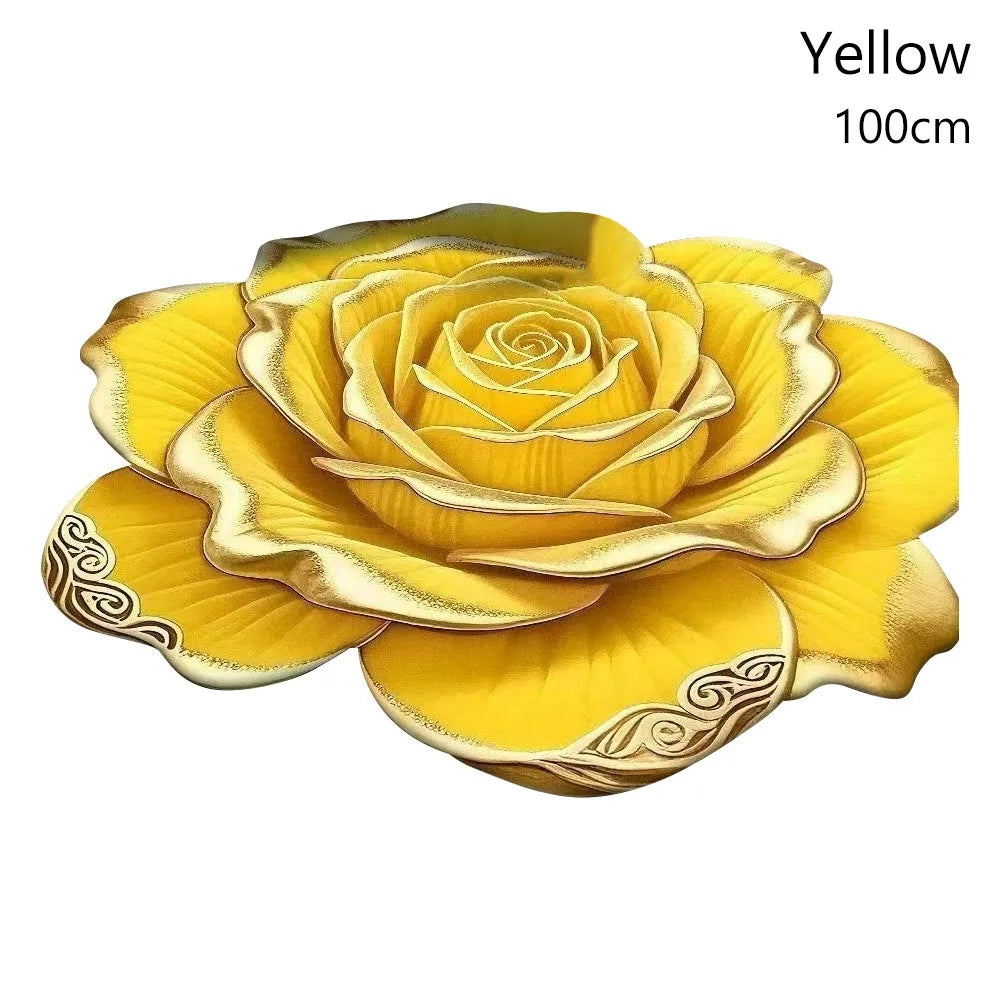 tapis 3d fleurs polyester moderne bleu jaune marron rose violet anti dérapant salon chambre