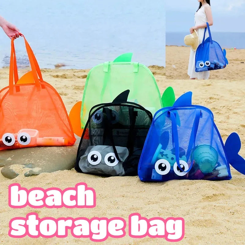 sac plage réutilisable orange vert bleu poisson transparent poissons pelle jouets voyage tridimensionnel