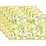 serviettes table motif citron blanc jaune vert modernes fêtes maison