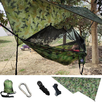 hamac camping moustiquaire camouflage protection soleil anti moustiques sac rangement corde suspension sécurité pratiqueextérieur