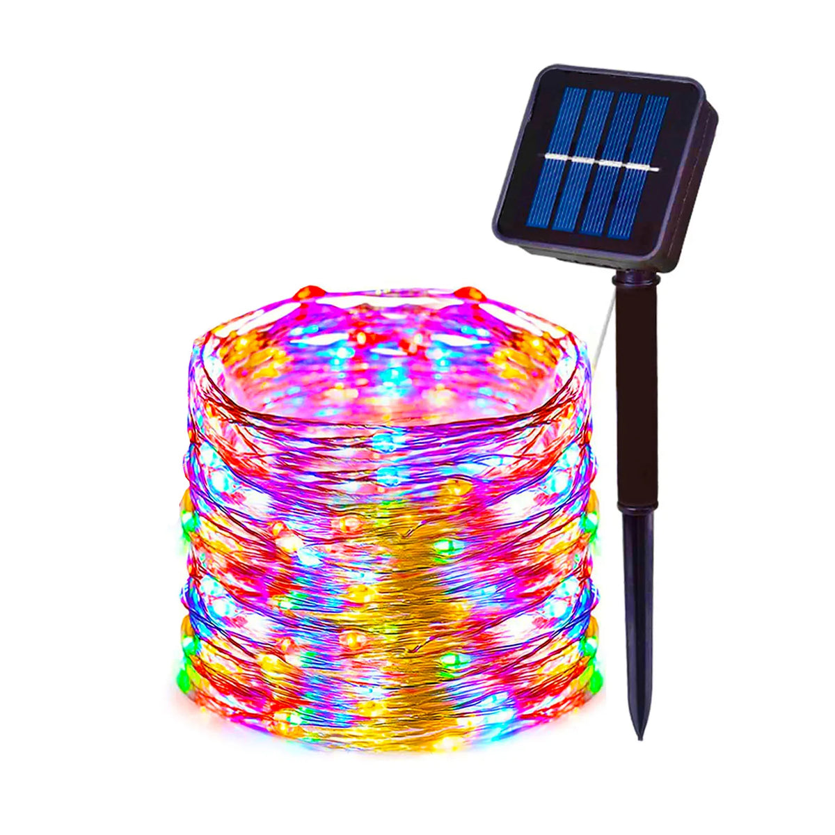guirlande lumineuse solaire extérieure fil cuivre led étanche décoration jardin patio spikes couleur or