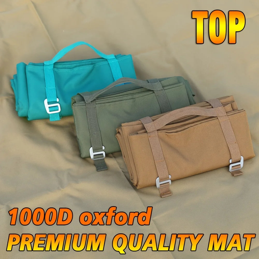 tapis sol pliable vert bleu marron uni oxford pratique sac rangement camping plage pique
