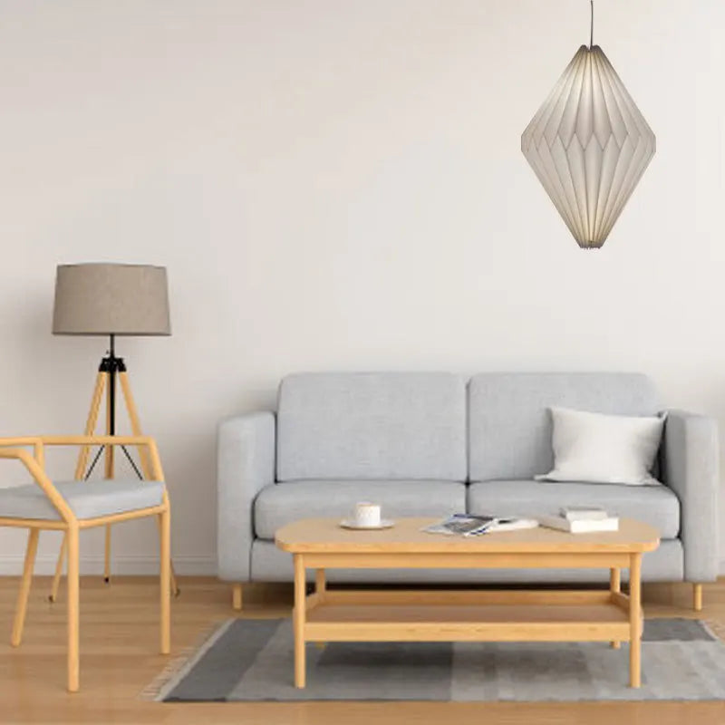 couvre lampe suspendu moderne blanc rayures horizontales fil inoxydable chambre salon decoration