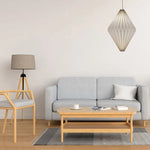 couvre lampe suspendu moderne blanc rayures horizontales fil inoxydable chambre salon decoration
