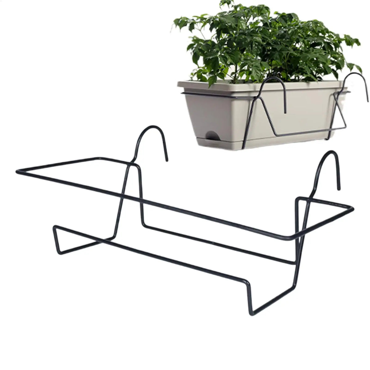 support pots fleurs métal noir balcon jardin rustique plante verte feuille fleuri crochetextérieurintérieur