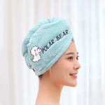 serviette cheveux microfibre absorbante rapide animaux mignons brodés couleurs variées douces pratique