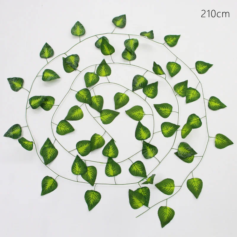 guirlande artificielle feuilles vertes naturelle extérieur accrochée 210cm 240cm décoration mariage fêtes anniversaire événements
