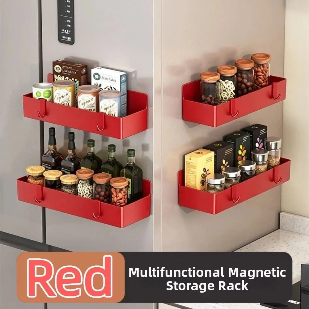étagère magnétique réfrigérateur noir rouge blanc moderne aimants rangement boîtes bouteilles sachets