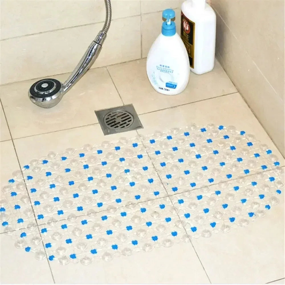 tapis bain antidérapant ventouse massage salle bain moderne couleurs variées transparent reliefs réguliers