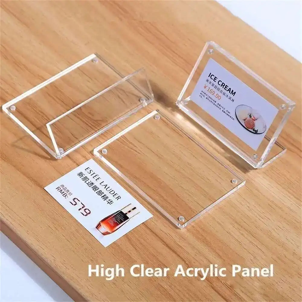 support panneau acrylique transparent moderne clips inclusion table affichage étiquettes prix square soft plastic