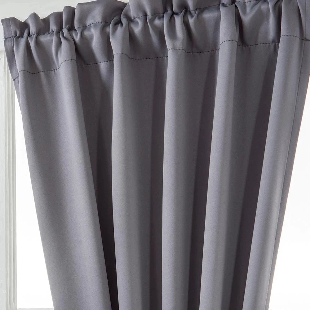 rideau fenêtre porte coulissante double poche polyester plissé beige gris blanc opaque classique européen