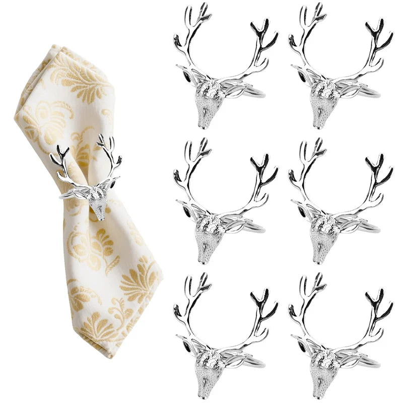boucles serviette or imprimé floral doré classique 6pcs métal alliage aluminium festive table decoration