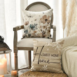 taies d'oreiller décoratives motifs floraux rustique beige gris bleu clair lin rustique naturel