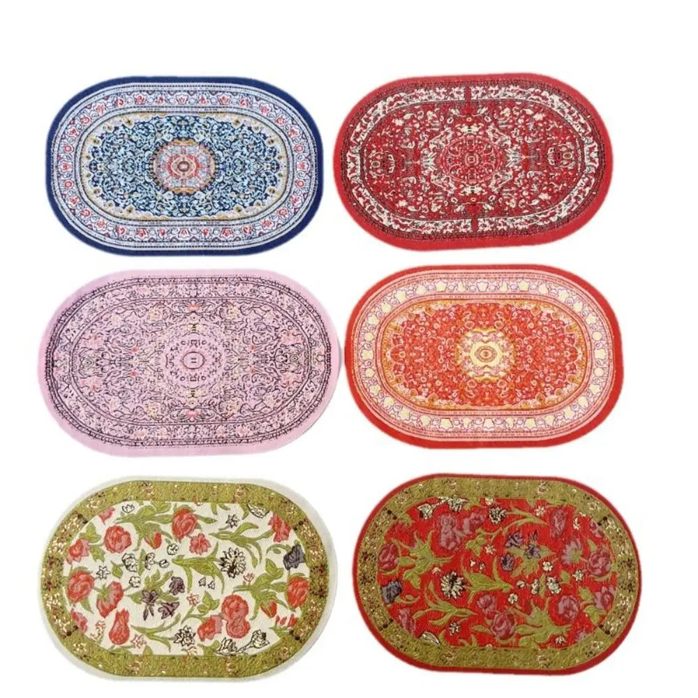 tapis miniature floral géométrique bleu rouge rose vert classique traditionnel maison poupée