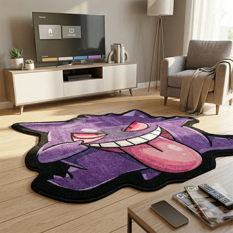 tapis violet dessin animé gengar souriant chambre enfant adulte antidérapant polyester