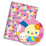 tissu imprimé lapins coeurs fleurs coton polyester 140x50cm couture patchwork enfants maison