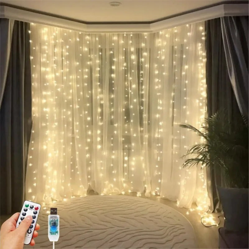 rideau lumineux led blanc modernes modes télécommande usb adaptable chambre salon noël