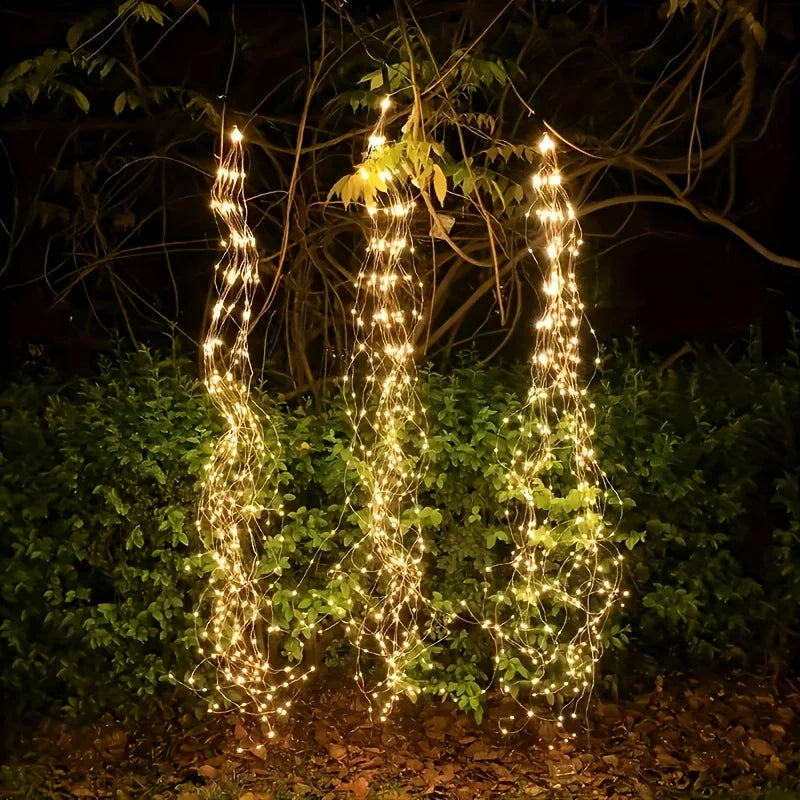 guirlande lumineuse solaire 300 led jaune doré extérieur festif autoinstallation étanche