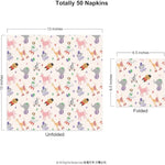 serviettes jetables animaux fête anniversaire colorées cartoonesques papier 50 pièces éléphants girafes chevaux motifs
