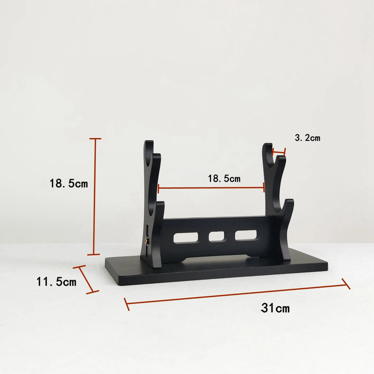 support épées bois moderne minimaliste noir brun clair katana sabres rack display salon
