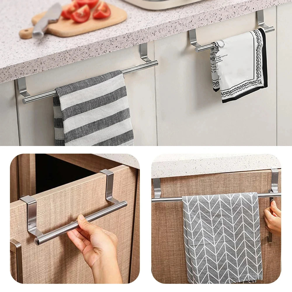 porte serviettes mural acier inoxydable moderne fixé adhésif argent noir uni