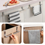 porte serviettes mural acier inoxydable moderne fixé adhésif argent noir uni