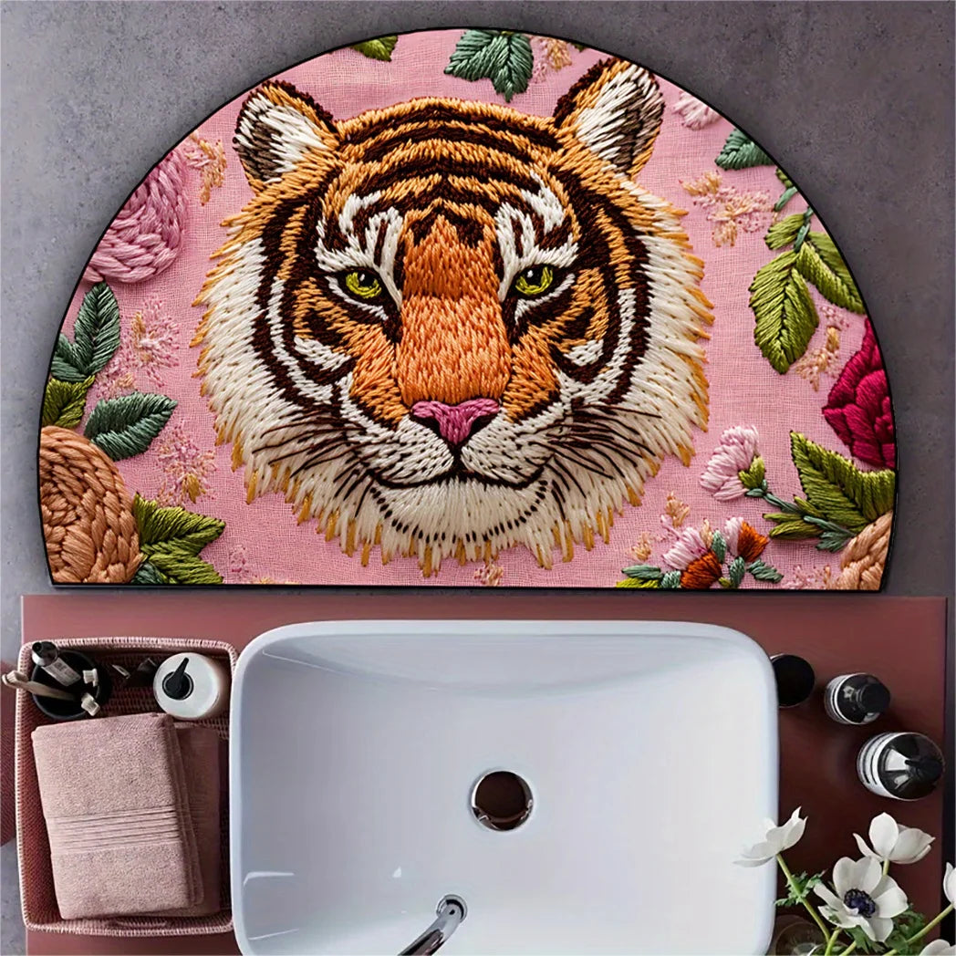 tapis polyester antidérapant moderne rose tigre floral entrée intérieure maison