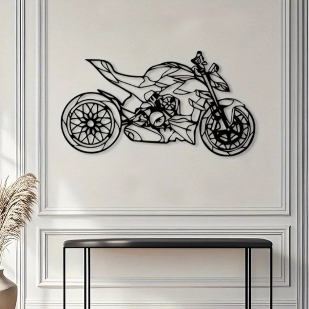 décoration murale forme moto noire géométrique moderne minimaliste intérieur salon chambre