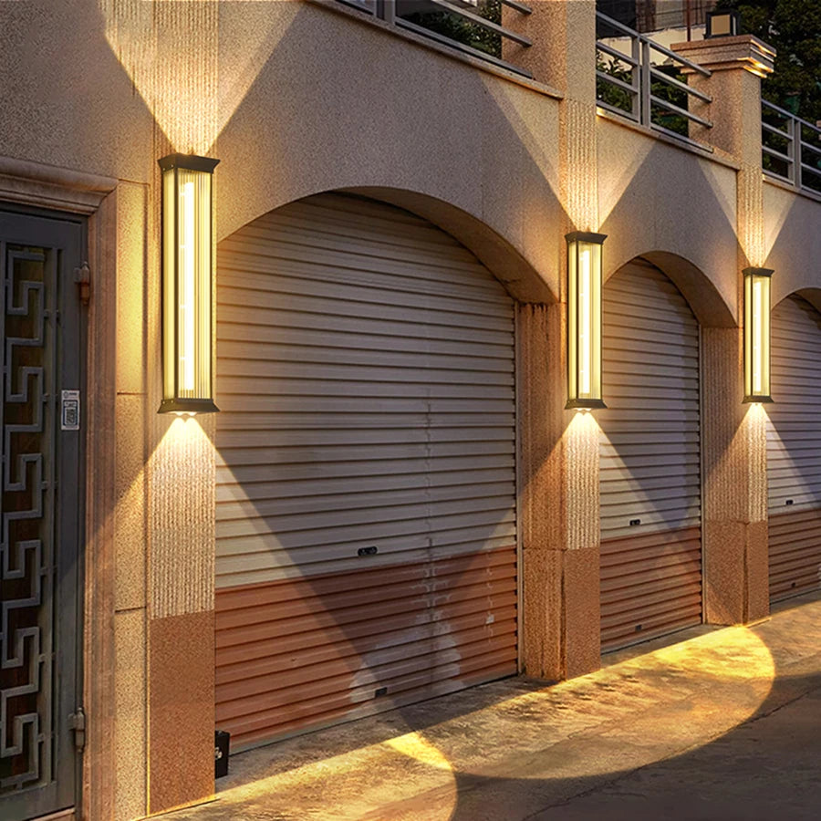 applique murale led moderne noir doré ip55 extérieure mur fixée 100cm 5lumieres