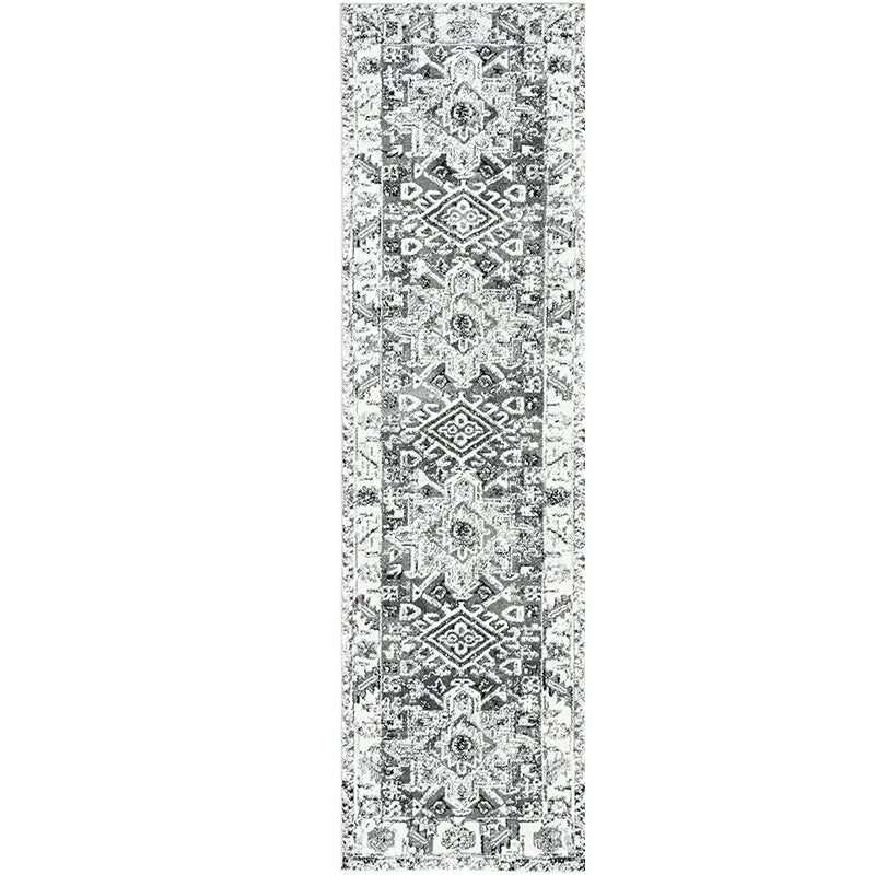 tapis géométrique bohème rouge bleu noir polyester salon chambre moderne